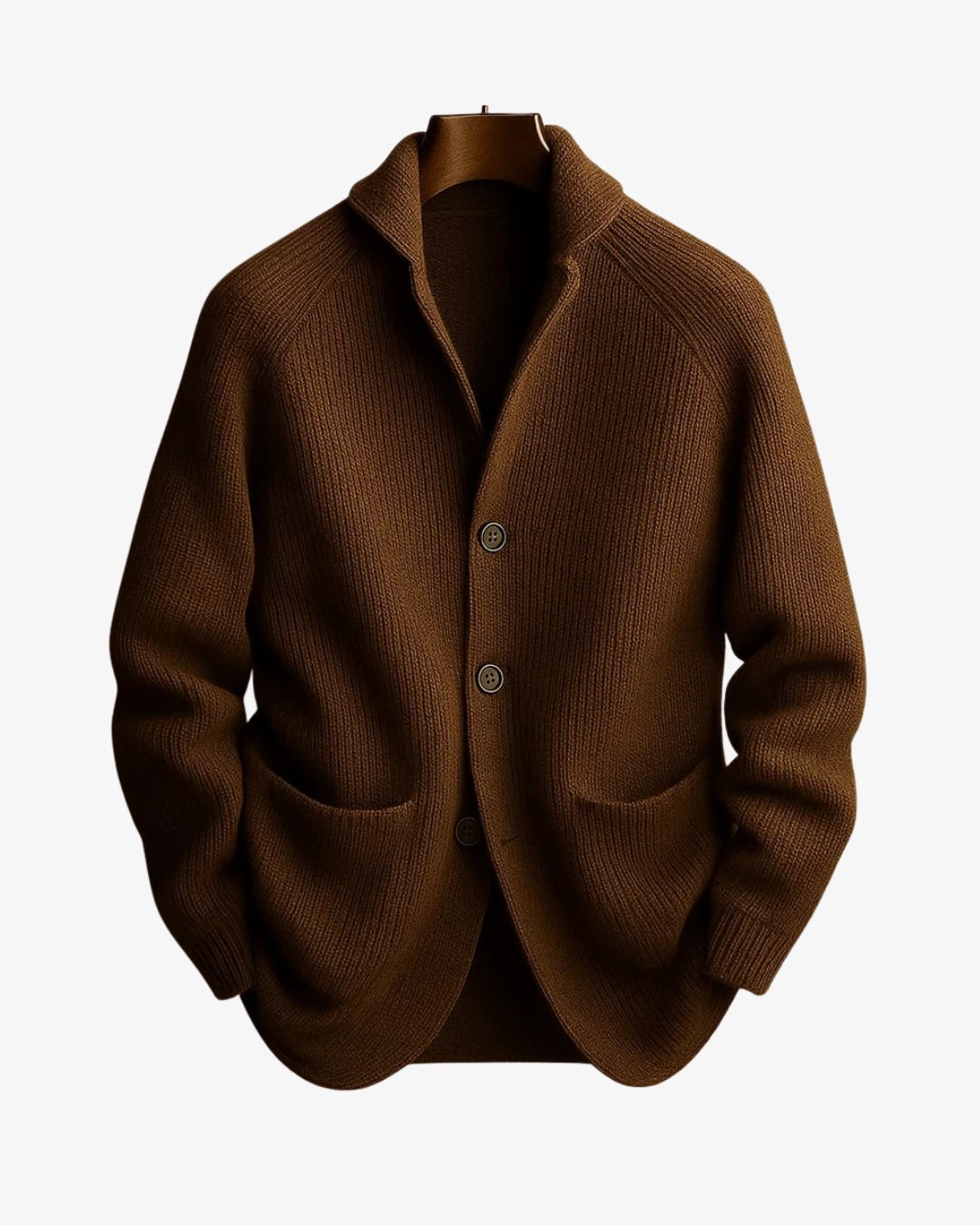 Men's Wool Blazer Cardigan - Brown