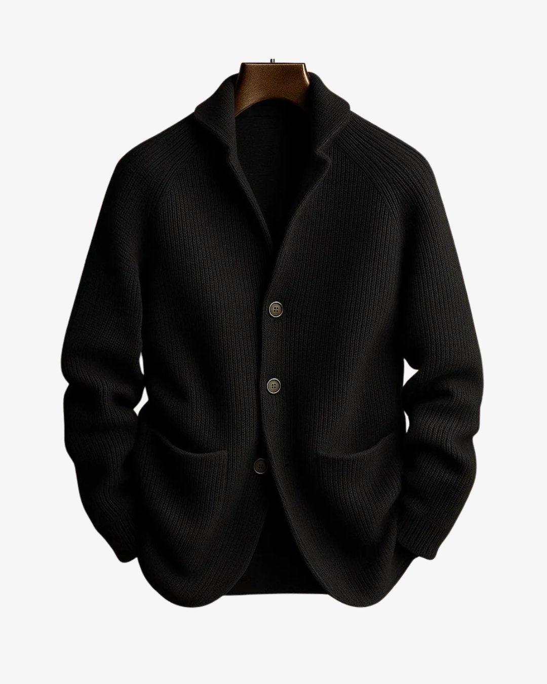 Men's Wool Blazer Cardigan - Black