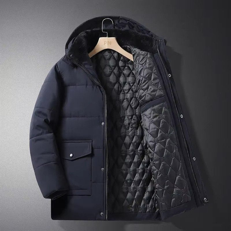 Men's Hooded Parka Jacket - Blue 01