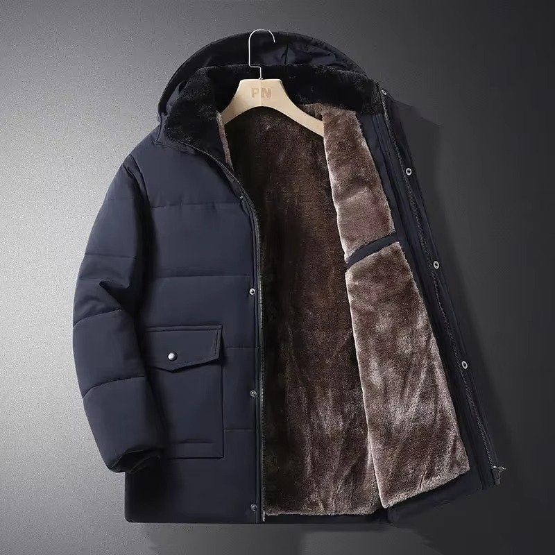 Men's Hooded Parka Jacket - Blue 02
