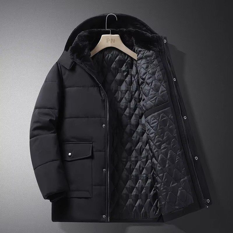 Men's Hooded Parka Jacket - Black 01