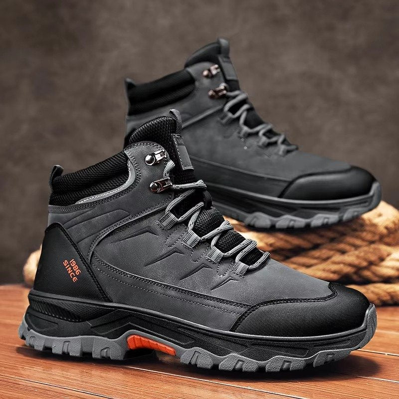 Men's Suede Hiking Boots - Gray