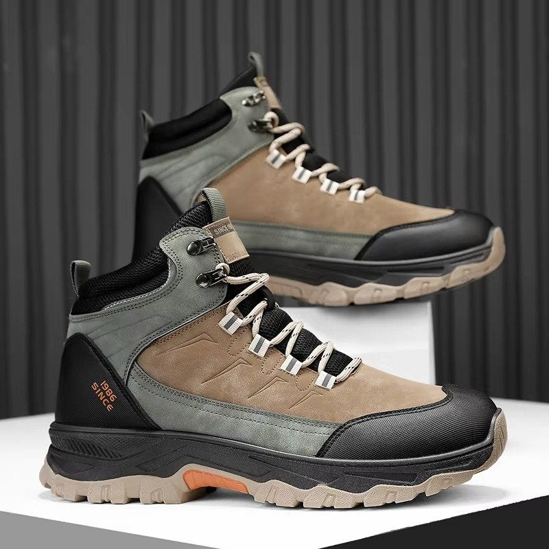 Men's Suede Hiking Boots - Khaki