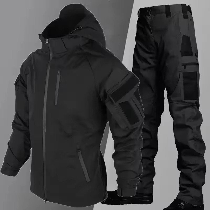 Men's Tactical Hooded Jacket - Black suit