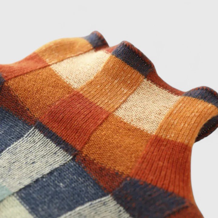 Women's Plaid Wool Roll Neck Jumper
