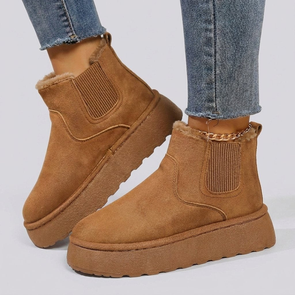 Women's Platform Chelsea Snow Boots - Light brown