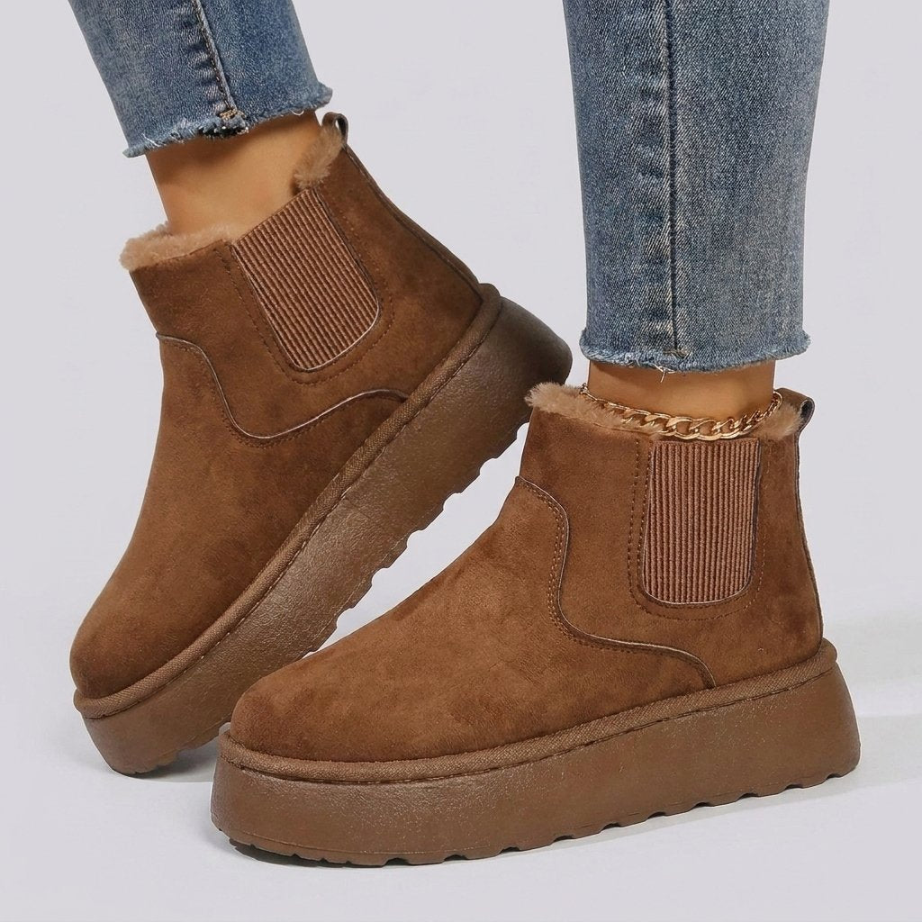 Women's Platform Chelsea Snow Boots - Brown