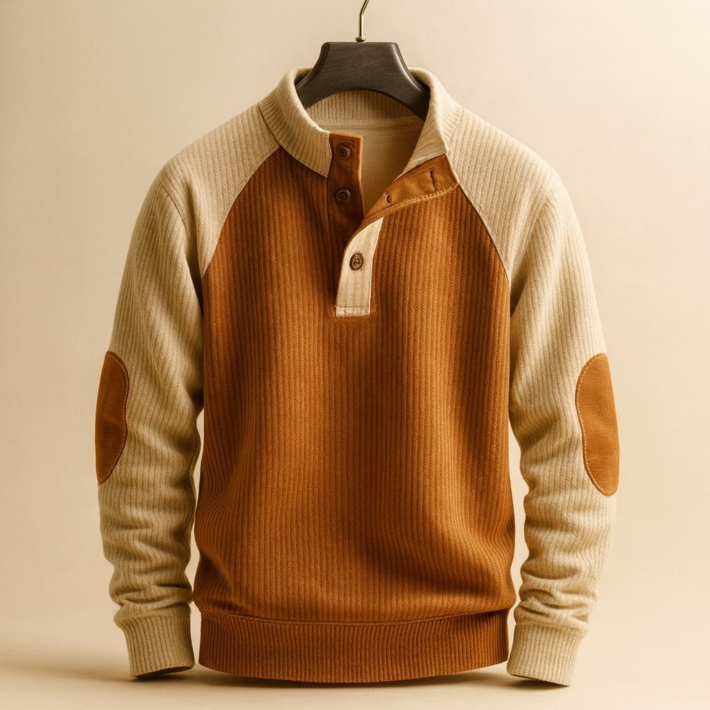 Men's Color-Block Raglan Jumper - Brown