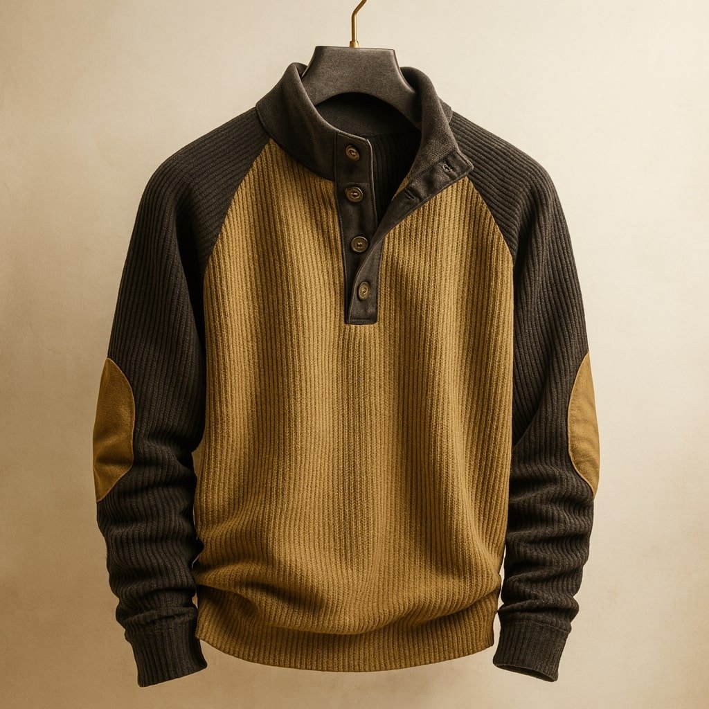 Men's Color-Block Raglan Jumper - Green
