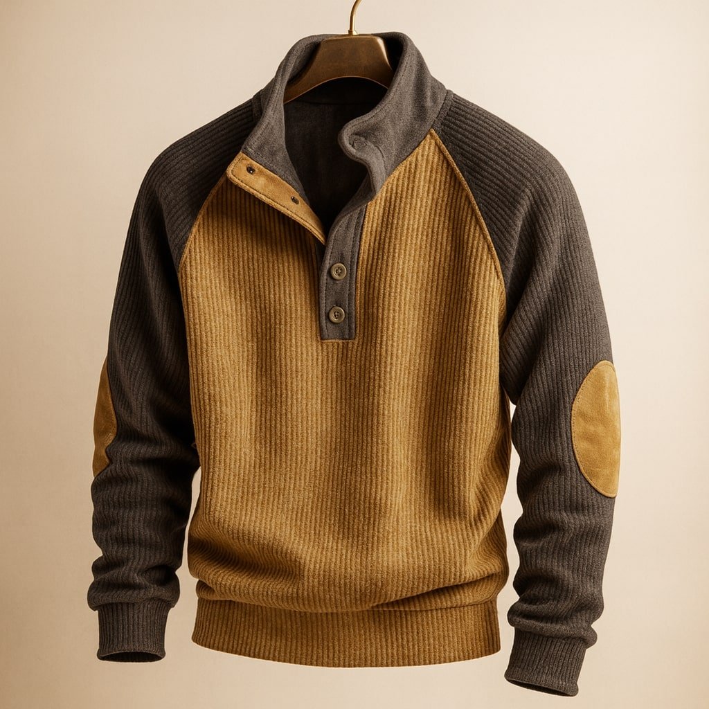 Men's Color-Block Raglan Jumper - Khaki