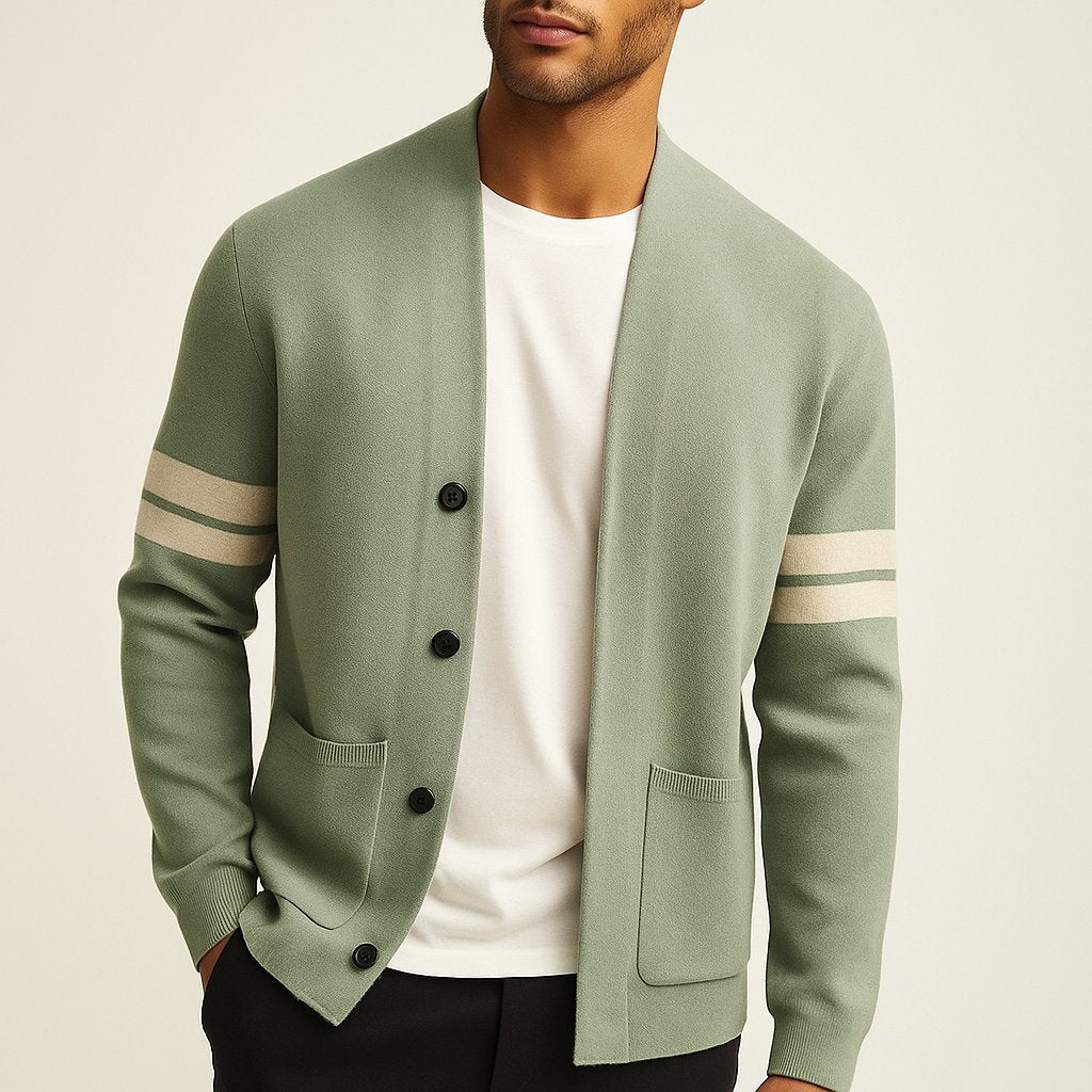 Men's V-Neck Cardigan - Light Green