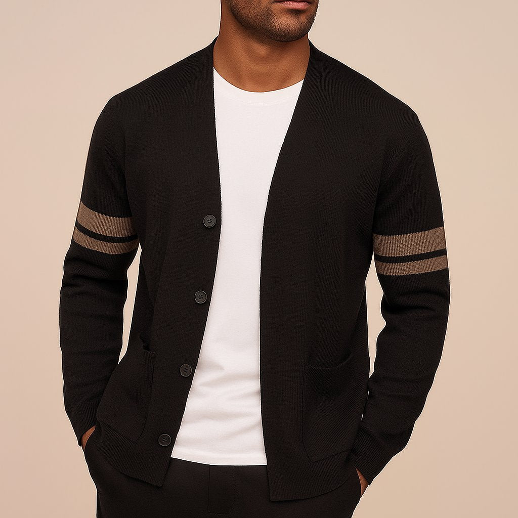 Men's V-Neck Cardigan - Black