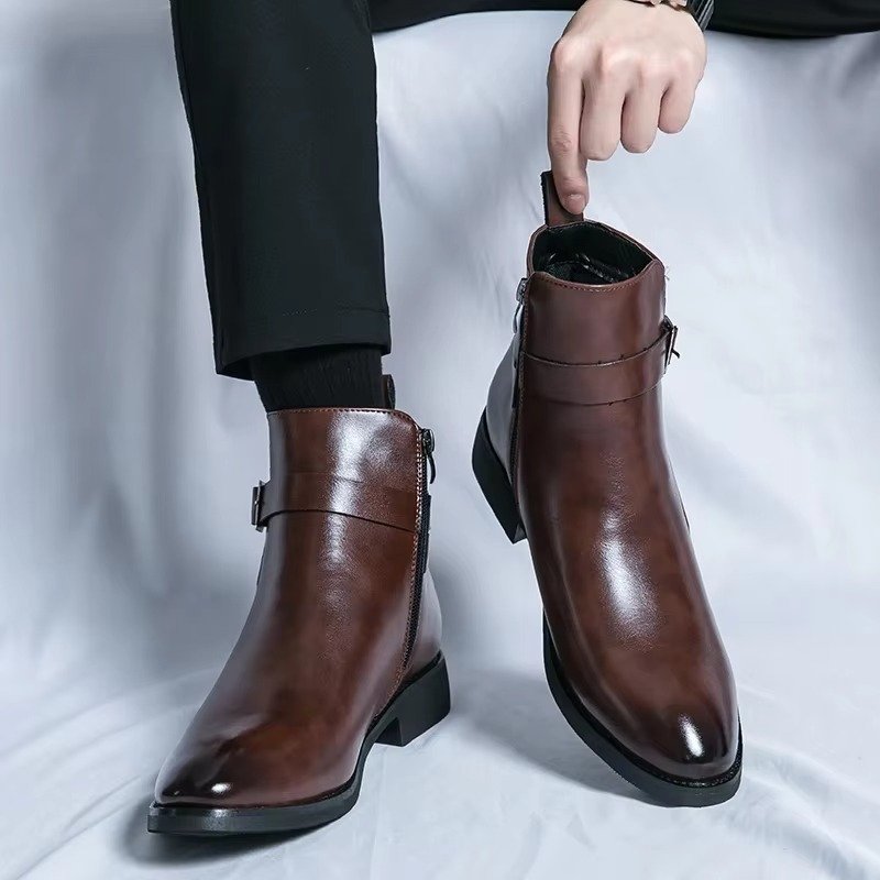 Men's Faux Leather Ankle Boots