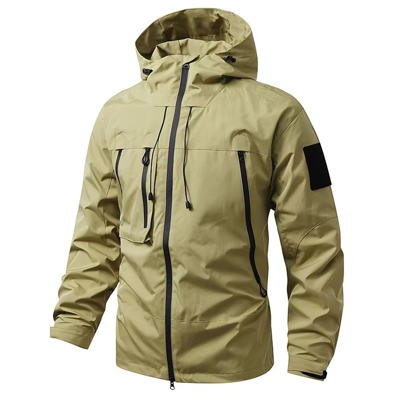 Men's Hooded Utility Windbreaker - Khaki