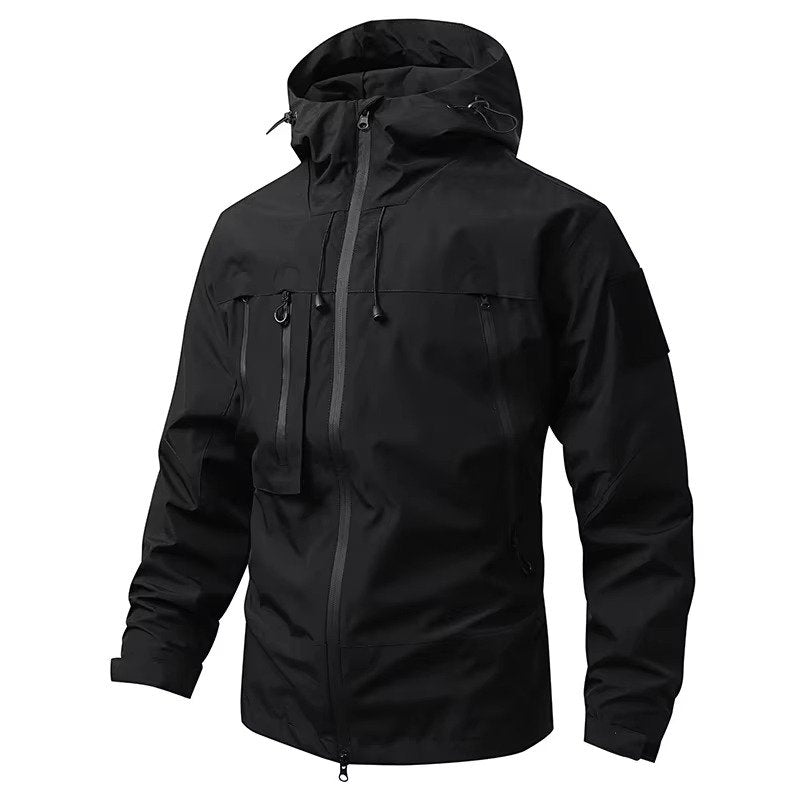 Men's Hooded Utility Windbreaker - Black
