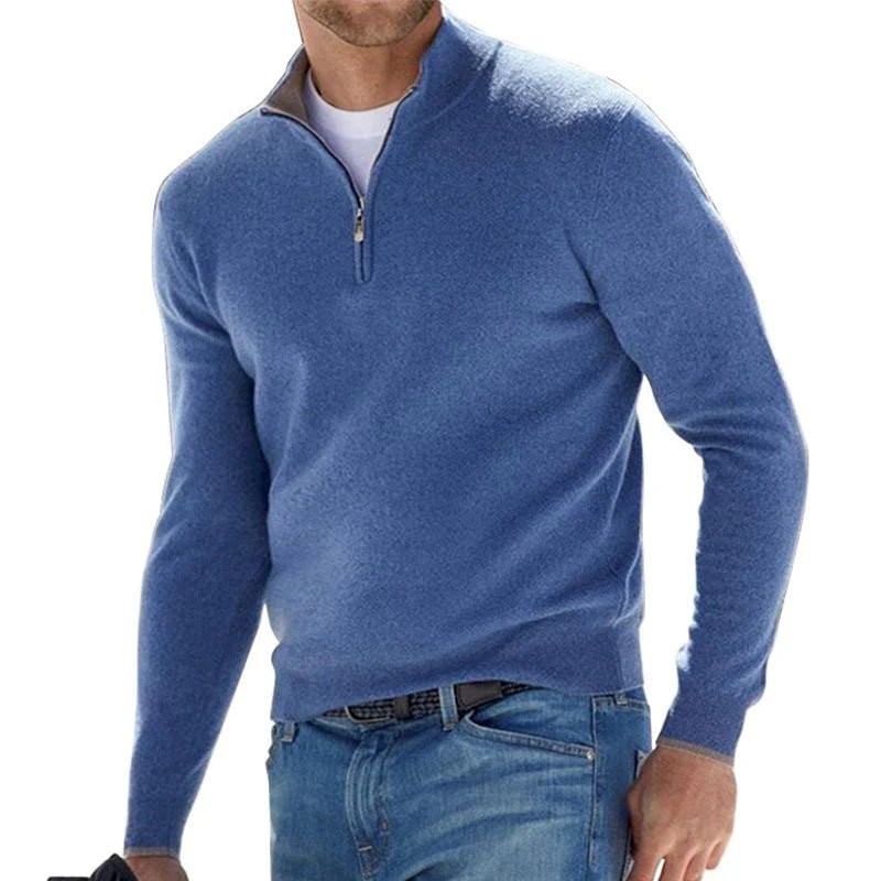 Men's Slim Quarter-Zip Jumper - Blue