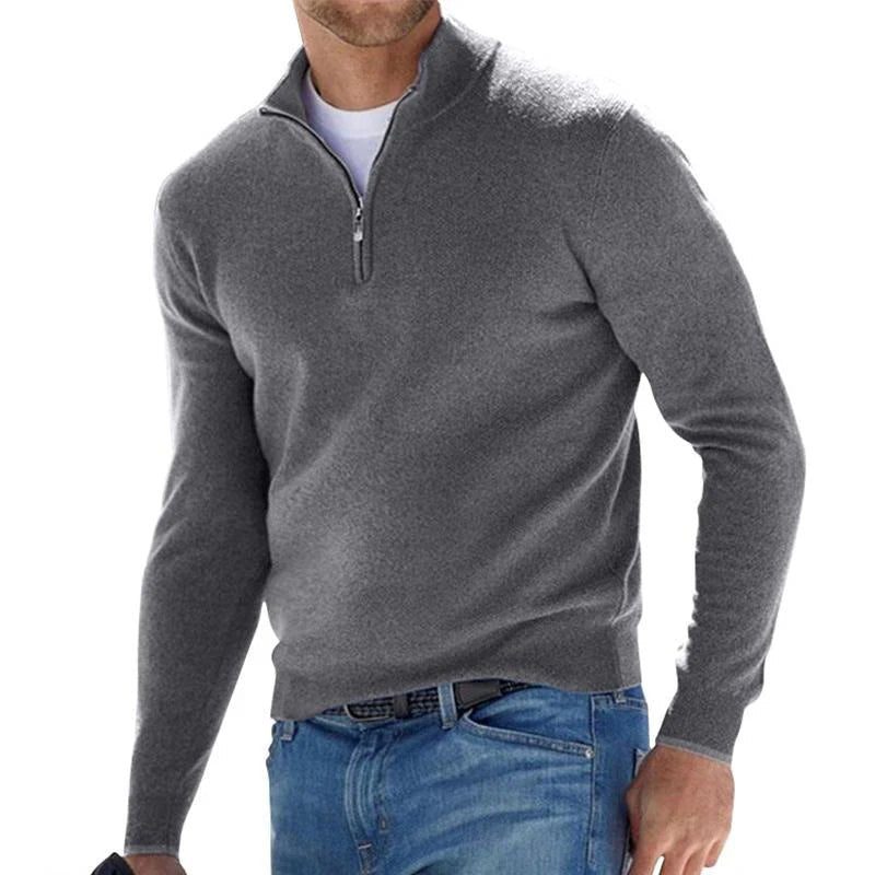 Men's Slim Quarter-Zip Jumper - Gray