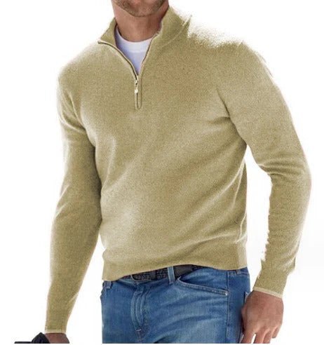 Men's Slim Quarter-Zip Jumper - Apricot