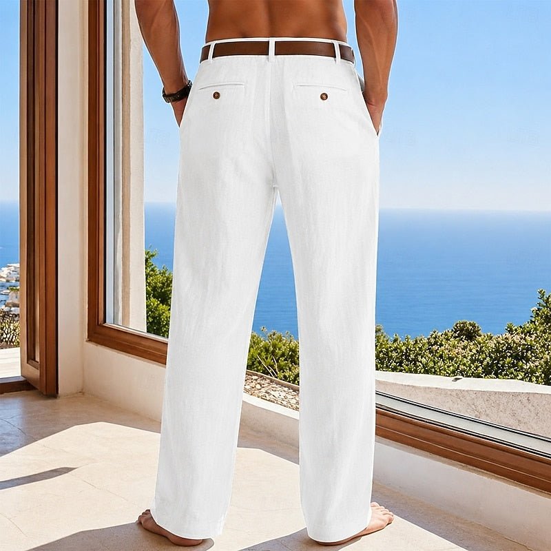 Men's Pleated Linen Trousers