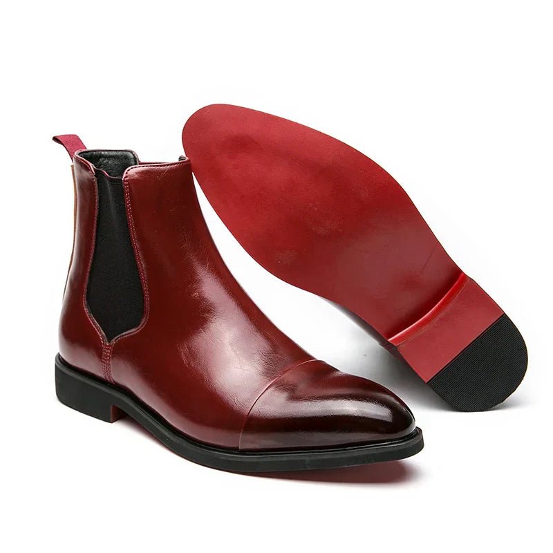 Men's Leather Chelsea Boots - Red