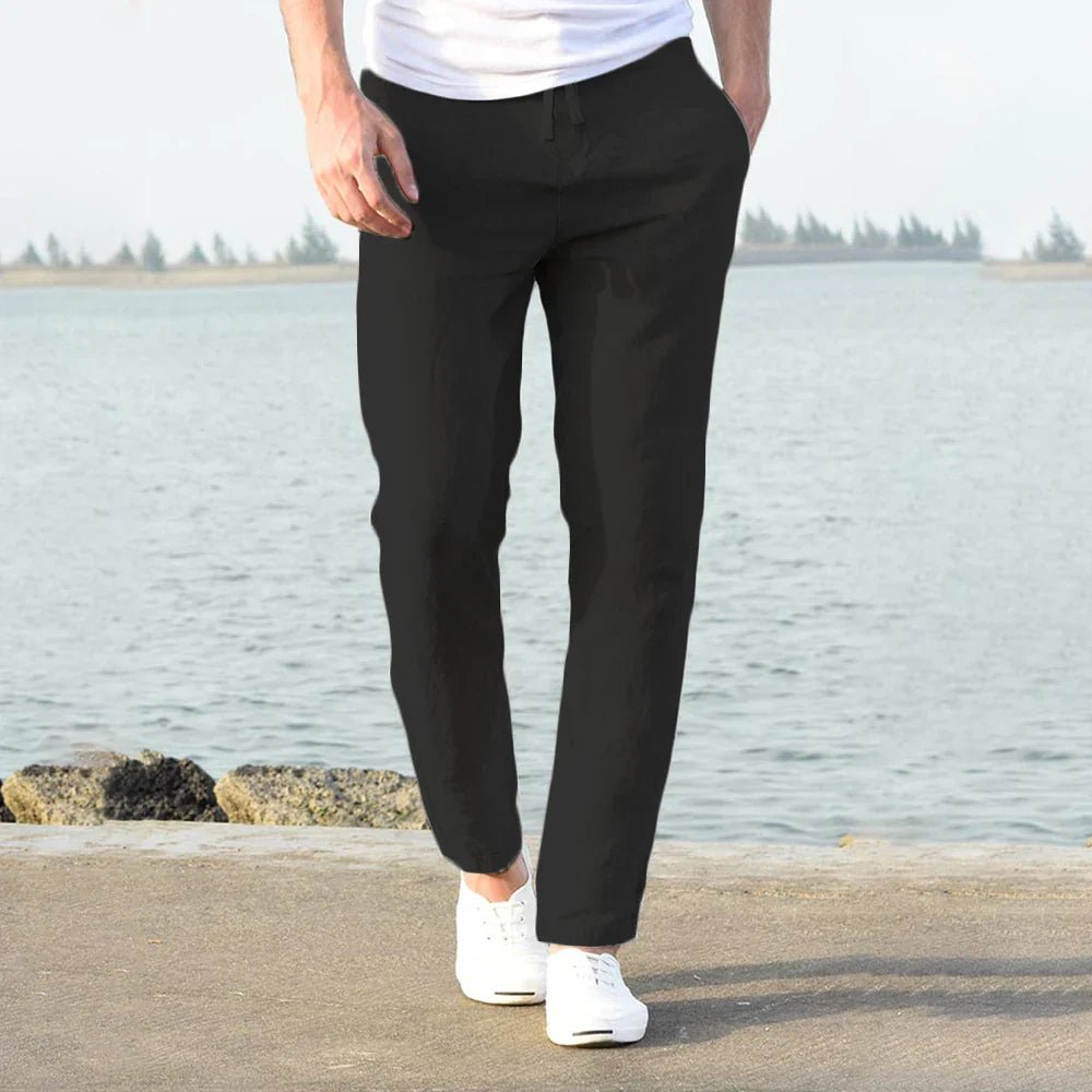 Men's Slim Drawstring Trousers - Black