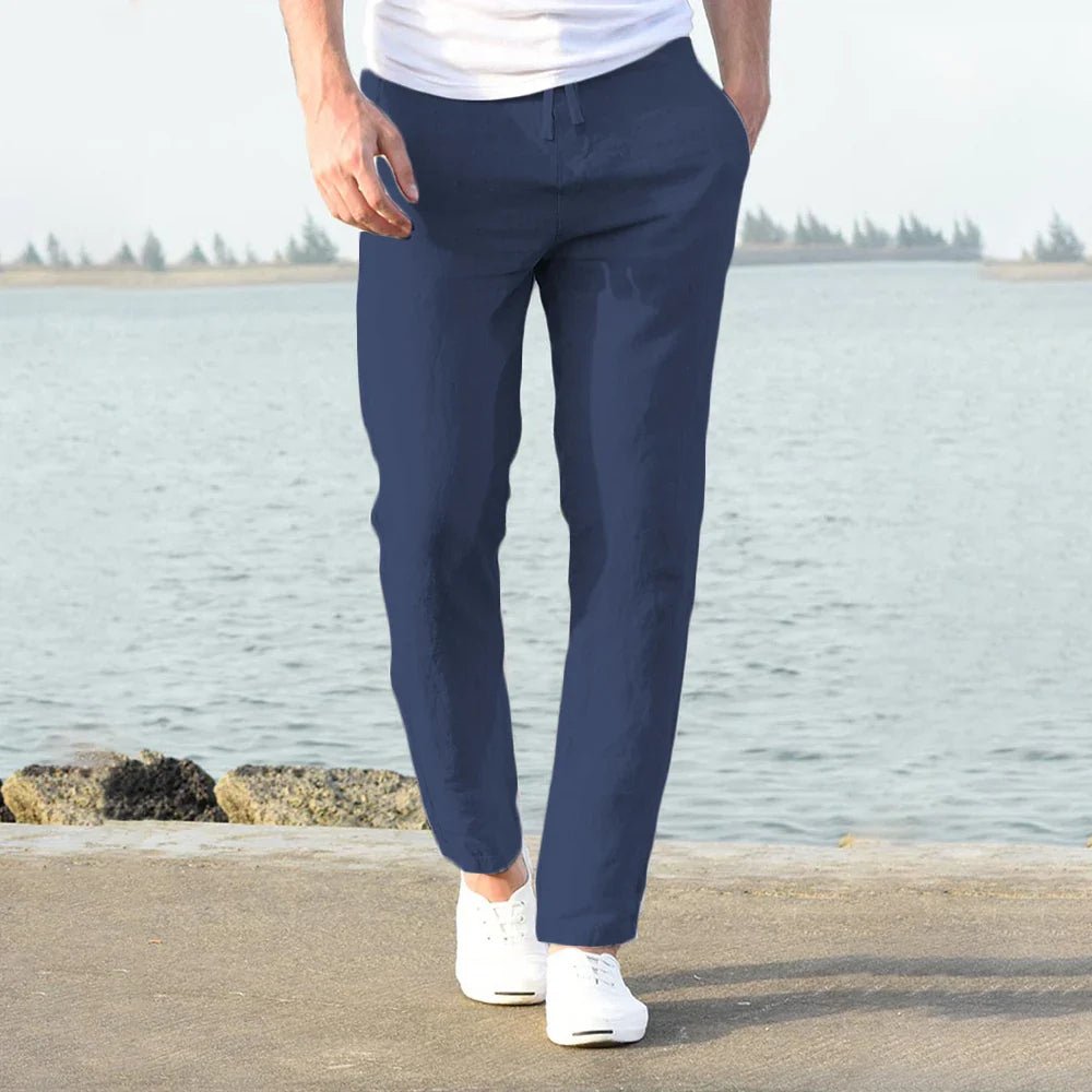 Men's Slim Drawstring Trousers - Marineblau