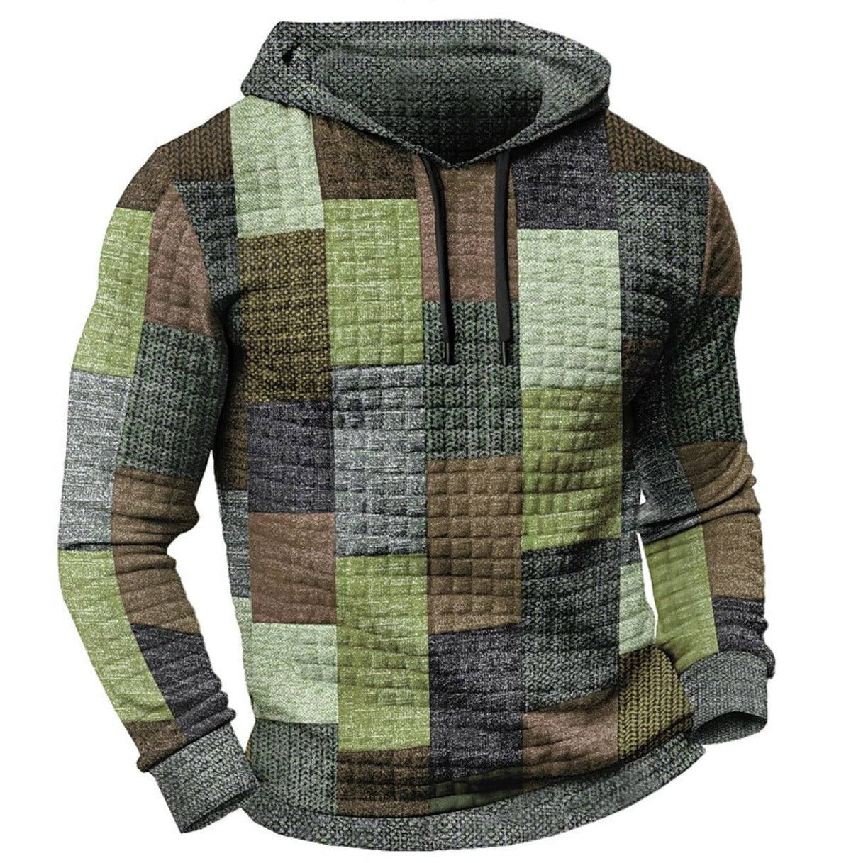 Men's Patchwork Hoodie - Blue Colorblock