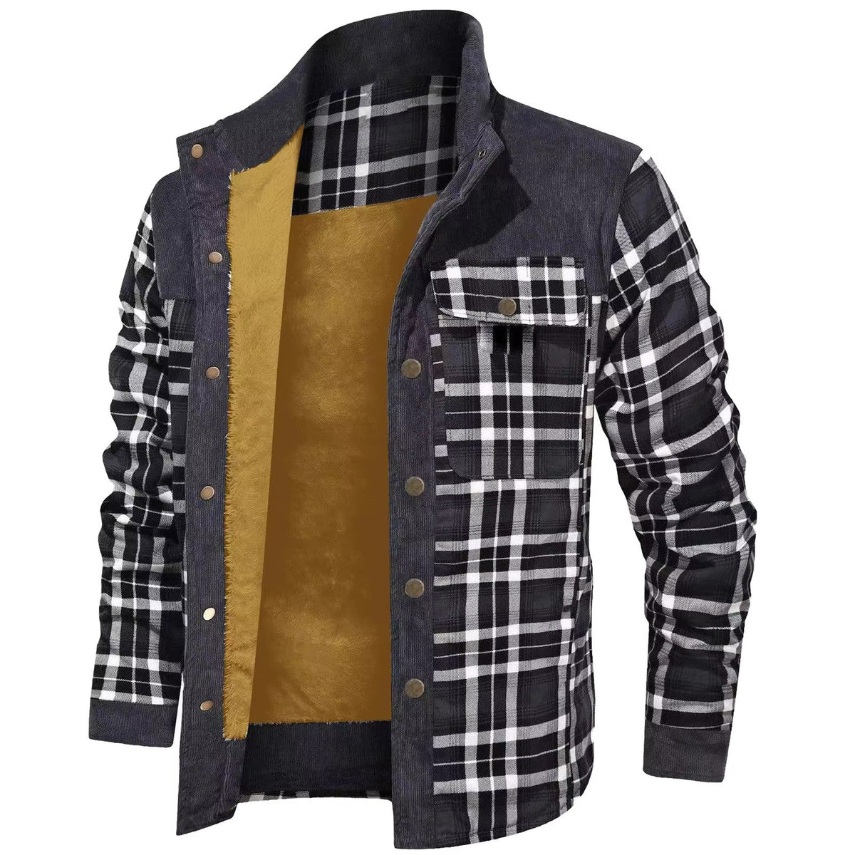 Men's Plaid Corduroy Shirt Jacket - Gray