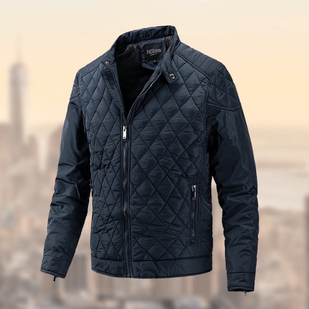 Men's Quilted Moto Jacket - Navy blue
