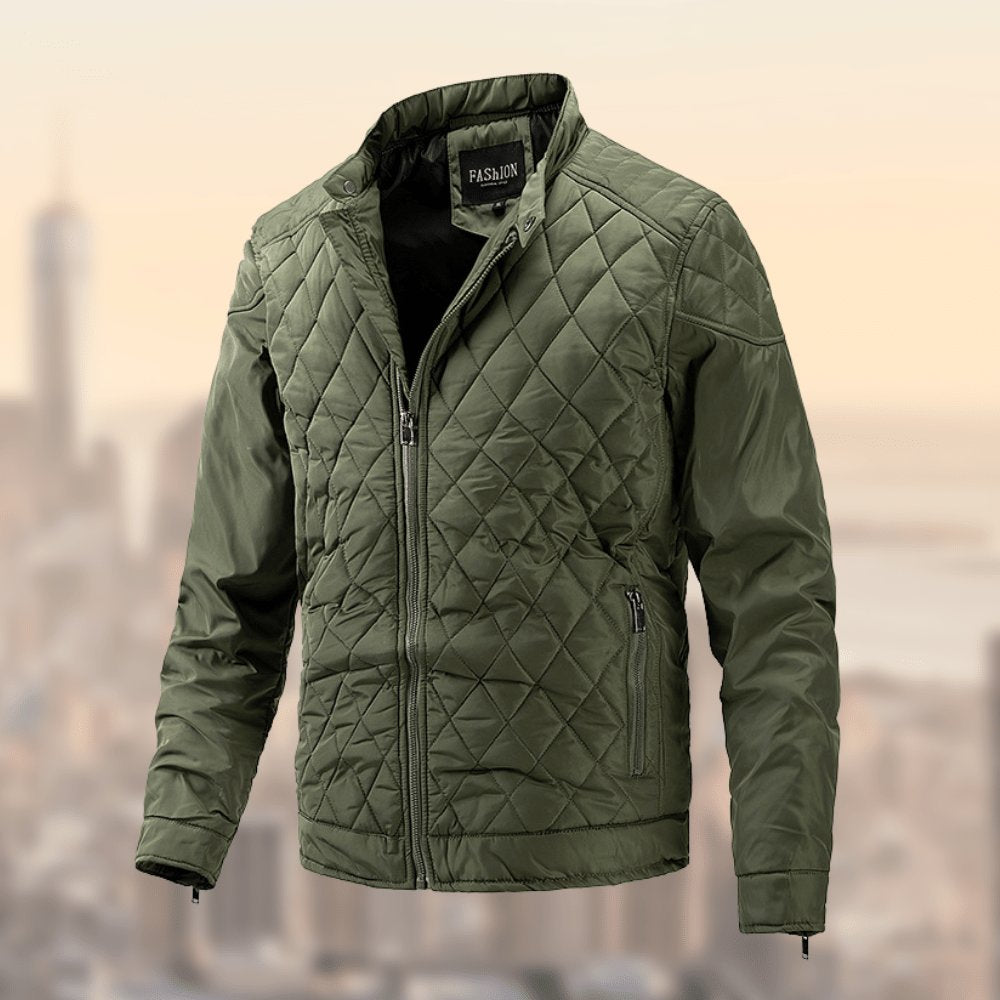 Men's Quilted Moto Jacket - Olive green