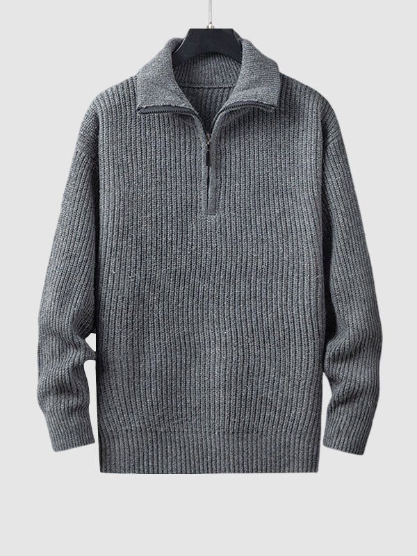 Men's Oversized Quarter-Zip Jumper - Dark Gray