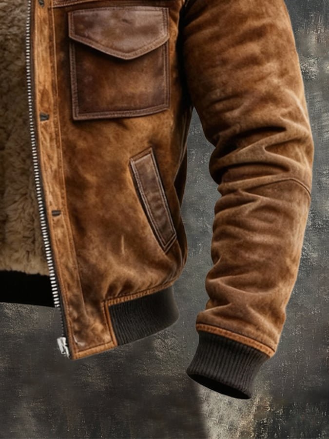Men's Suede Bomber Jacket