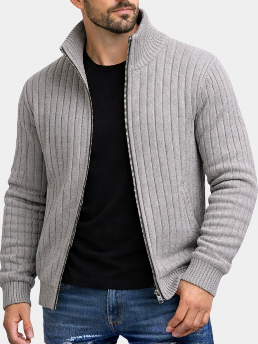 Men's Slim Ribbed Zip Cardigan