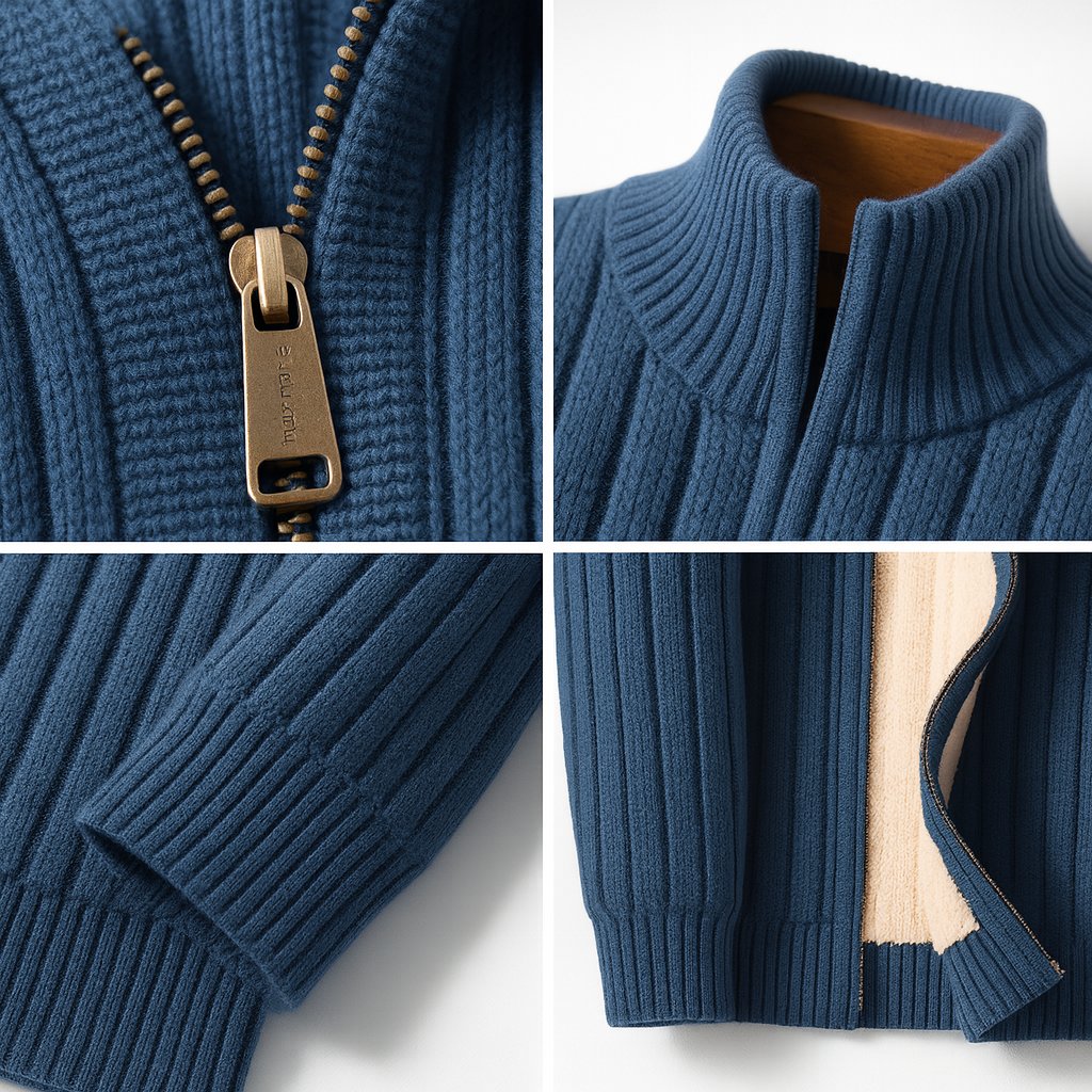 Men's Slim Ribbed Zip Cardigan