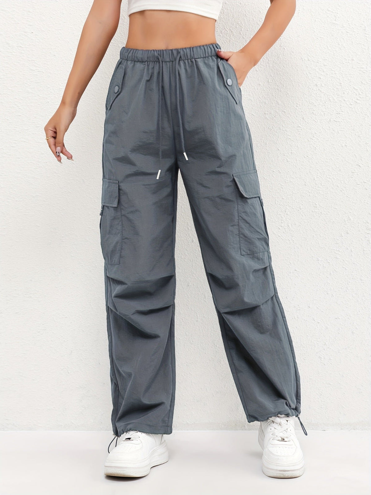 Women's Cargo Parachute Trousers - Gray